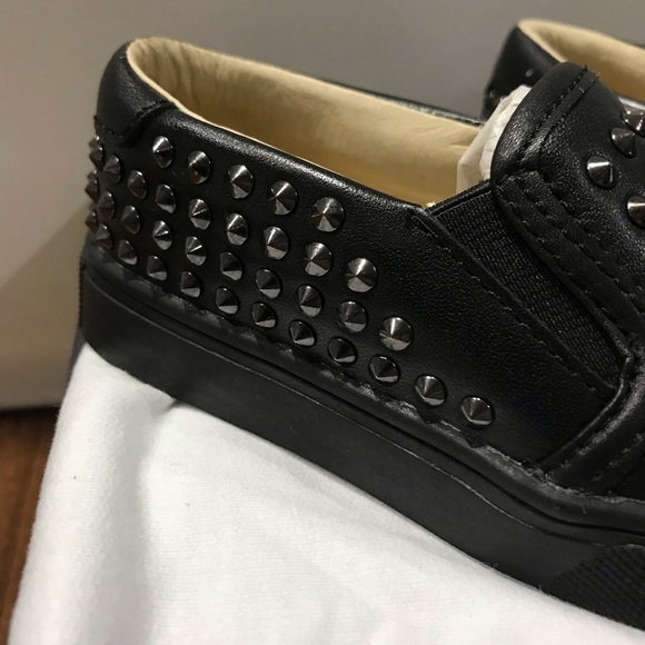 AKID Shoe Kid 8C Black Loafer Stud Rockstar Goth Punk Wedding Preppy Neutral 80s - Picture 5 of 8